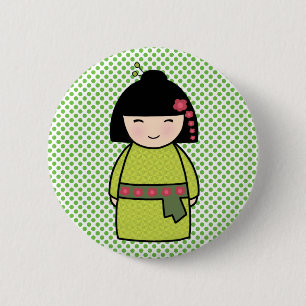 Japanese Kokeshi Doll Button