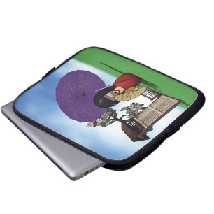 Japanese Kokeshi Doll Cherry Blossom Art Laptop Sleeve