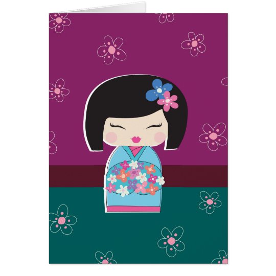 Japanese Kokeshi Doll (plum) Note Card