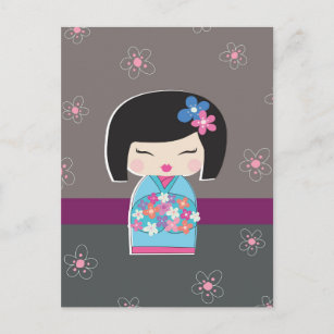 Japanese Kokeshi Doll postcard