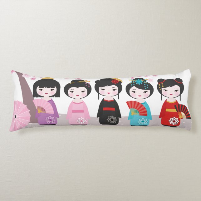 Japanese Kokeshi Dolls Body Cushion (Front)