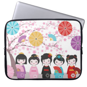 Japanese Kokeshi Dolls Laptop Sleeve