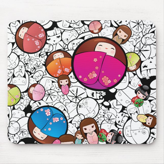 Japanese Kokeshi Dolls - Mousepad (Front)