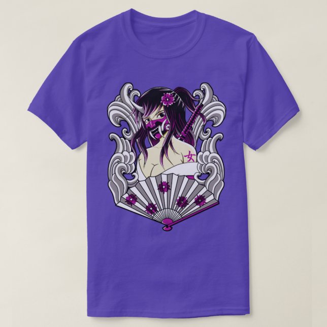 japanese kunoichi with oni mask T-Shirt (Design Front)