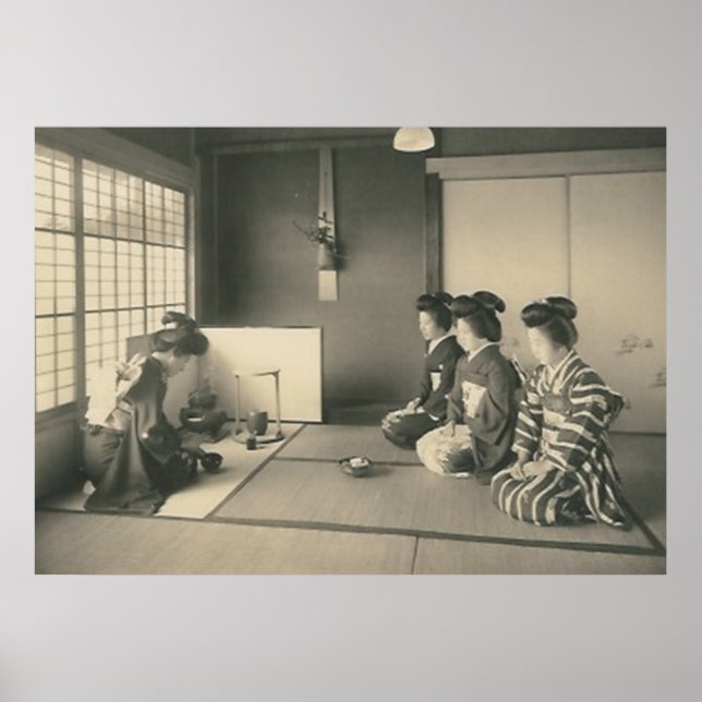 japanese ladies sitting on floor poster (Front)