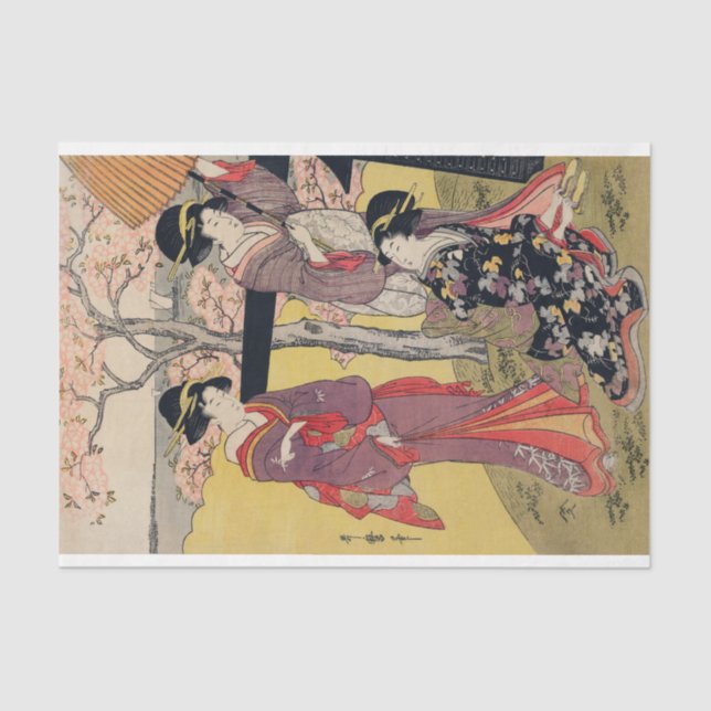 JAPANESE LADIES WITH CHERRY BLOSSOM Tissue Paper (Front)