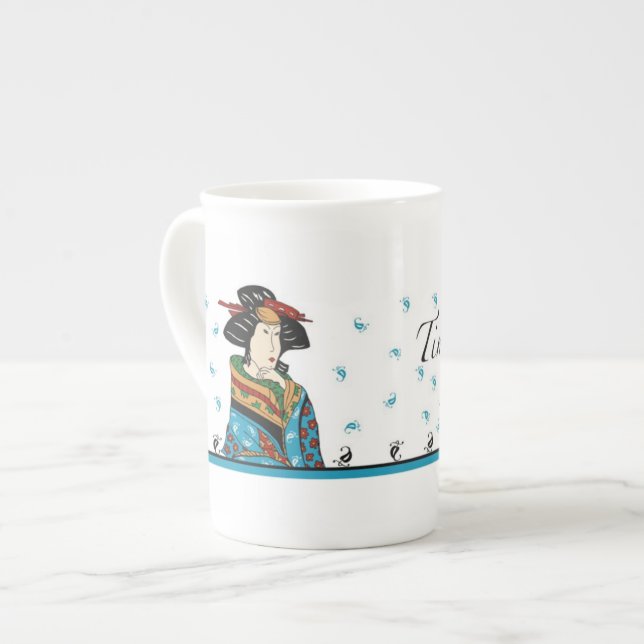 Japanese lady design, china mug (Front Left)