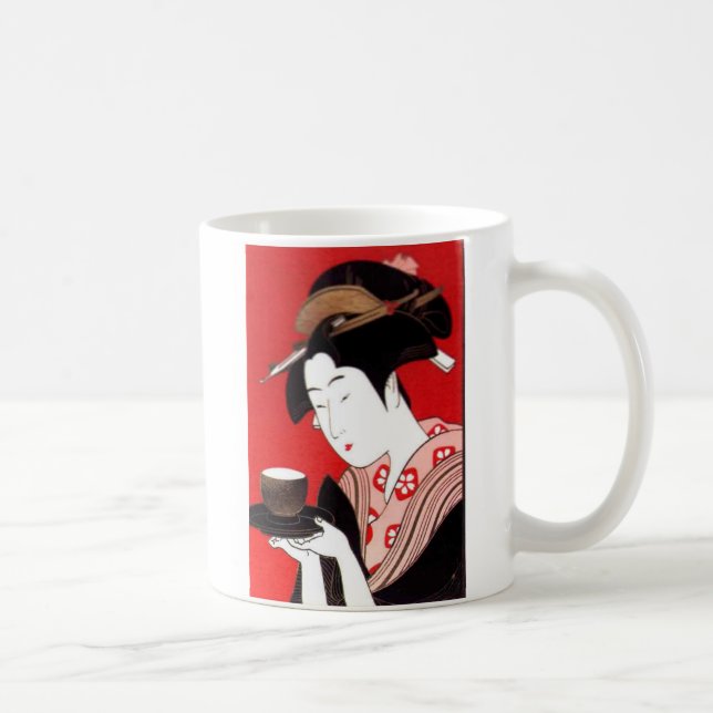 Japanese Lady Tea Serving Ceremony Art Print Coffee Mug (Right)