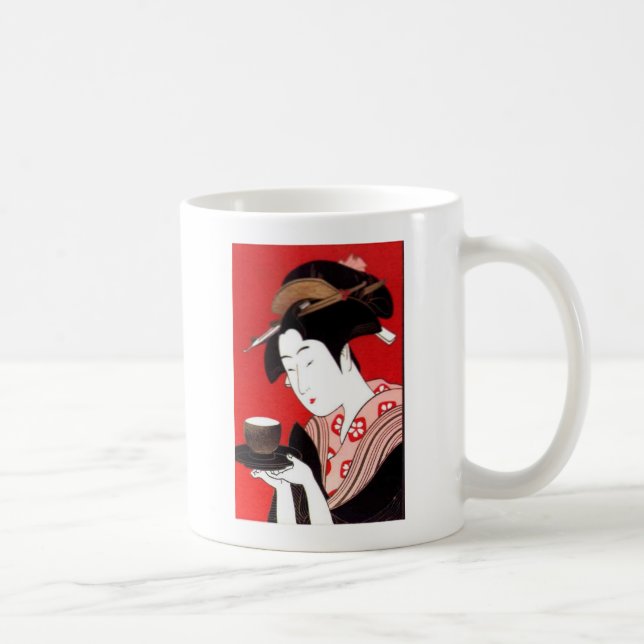 Japanese Lady Tea Serving Ceremony Art Print Coffee Mug (Right)