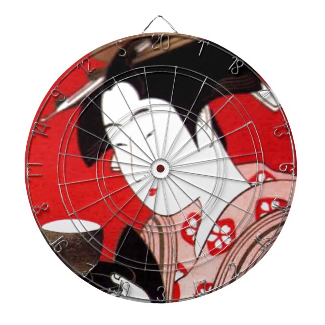 Japanese Lady Tea Serving Ceremony Art Print Dartboard (Front)