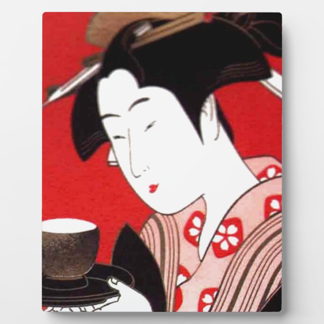 Japanese Lady Tea Serving Ceremony Art Print Plaque (Front)