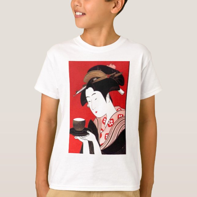 Japanese Lady Tea Serving Ceremony Art Print T-Shirt (Front)