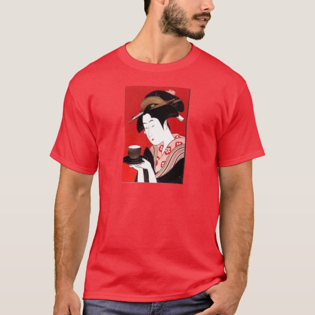 Japanese Lady Tea Serving Ceremony Art Print T-Shirt (Front)