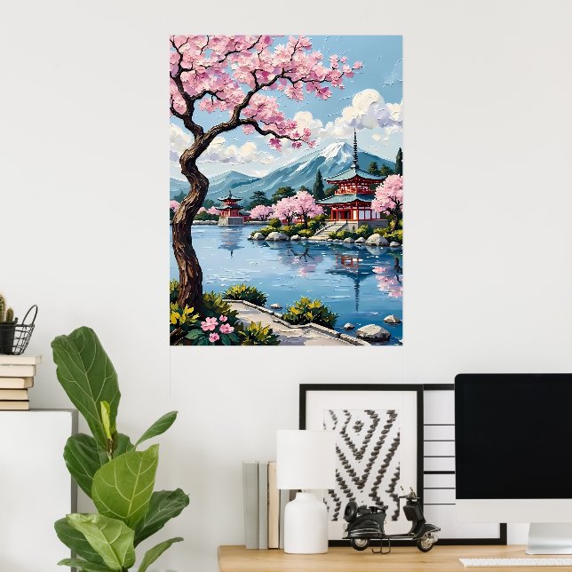 Japanese Lakeside Pagoda Poster (Home Office)
