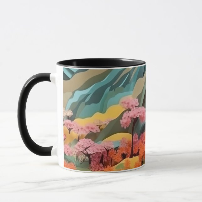 Japanese Landscape 3D Effect Background Mug (Left)
