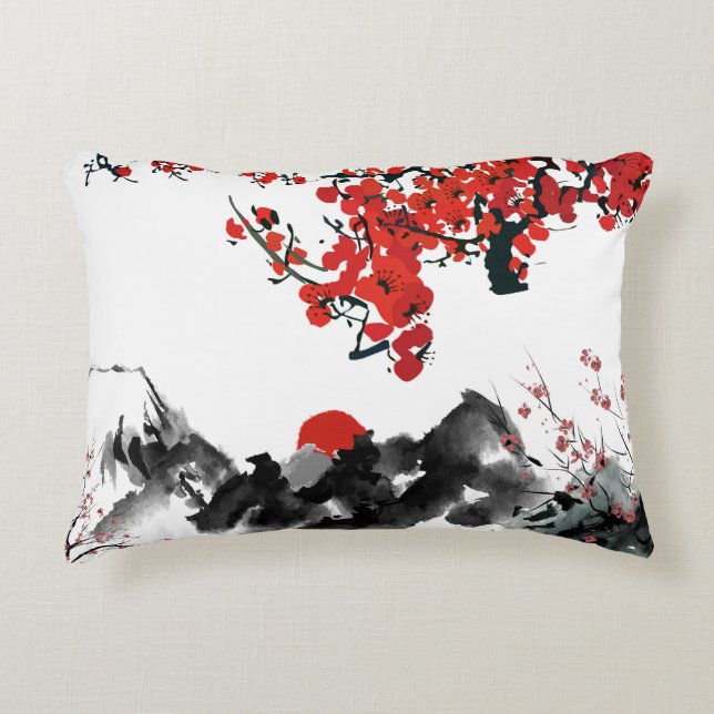 Japanese landscape Accent Pillow (Front)