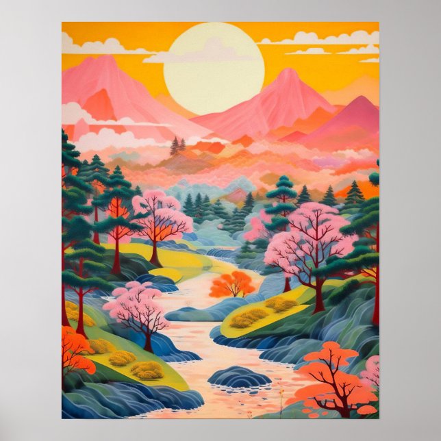 Japanese Landscape Art Poster, Japanese Wall Art (Front)