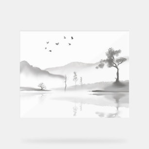 Japanese landscape background  acrylic sign