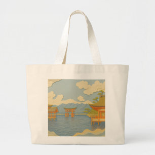 JAPANESE Landscape Itsukushima Paper Cutting Large Tote Bag