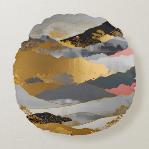 Japanese Landscape Round Cushion