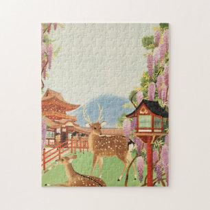 JAPANESE Landscape sacred deer of Nara temple Jigsaw Puzzle
