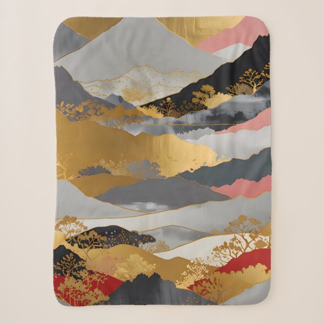 Japanese Landscape Sherpa Blanket (Front)