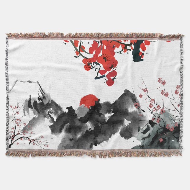 Japanese landscape Throw Blanket (Front)