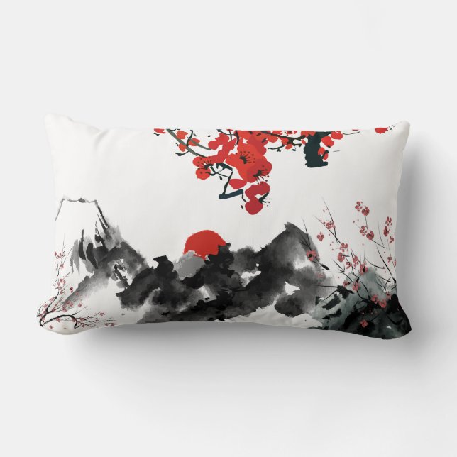 Japanese landscape Throw Pillow (Front)