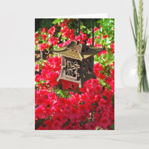 Japanese Lantern and Azaleas Greeting Card