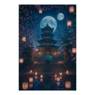 Japanese Lantern Festival Art Poster