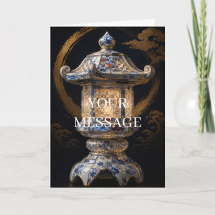 Japanese Lantern Kintsugi Gold Art Card