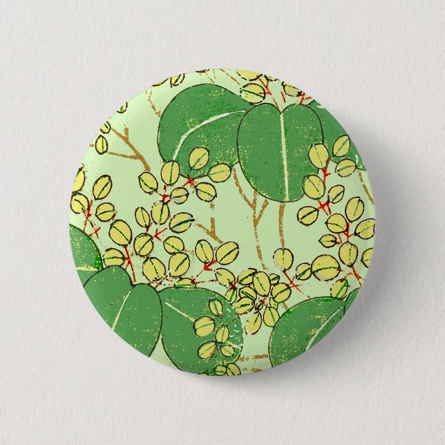 Japanese Leaf Floral Botanical Art Pattern 6 Cm Round Badge (Front)