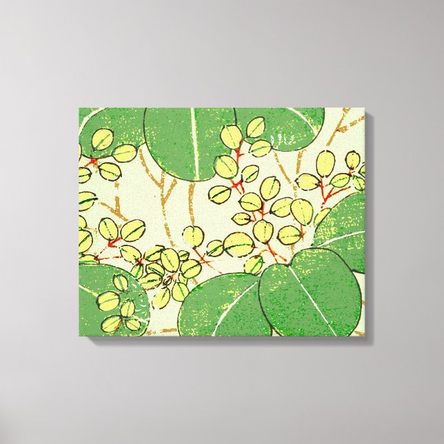 Japanese Leaf Floral Botanical Art Pattern Canvas Print (Front)