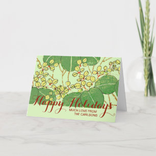 Japanese Leaf Floral Botanical Art Pattern Holiday Card