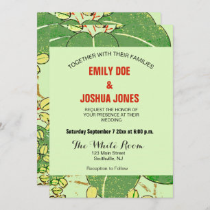 Japanese Leaf Floral Botanical Art Pattern Invitation