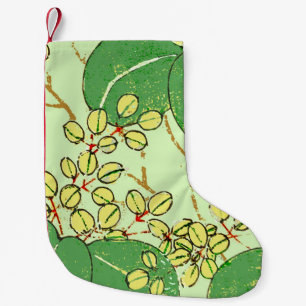 Japanese Leaf Floral Botanical Art Pattern Small Christmas Stocking