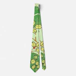 Japanese Leaf Floral Botanical Art Pattern Tie