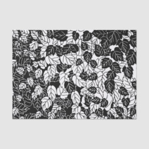 Japanese Leaf Print, Black and White Tissue Paper