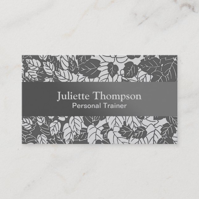 Japanese Leaf Print, Light and Dark Grey / Grey Business Card (Front)