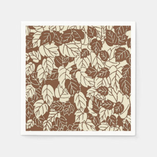 Japanese Leaf Print, Taupe Tan and Beige Napkin