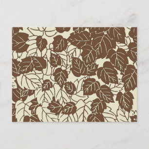 Japanese Leaf Print, Taupe Tan and Beige Postcard