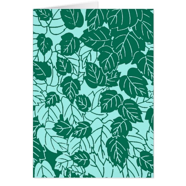 Japanese Leaf Print, Turquoise and Aqua (Front)
