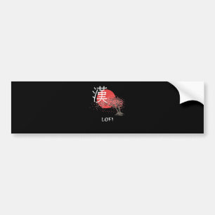 Japanese Lofi Hip Hop Kanji Cherry Blossom Lofi Bumper Sticker