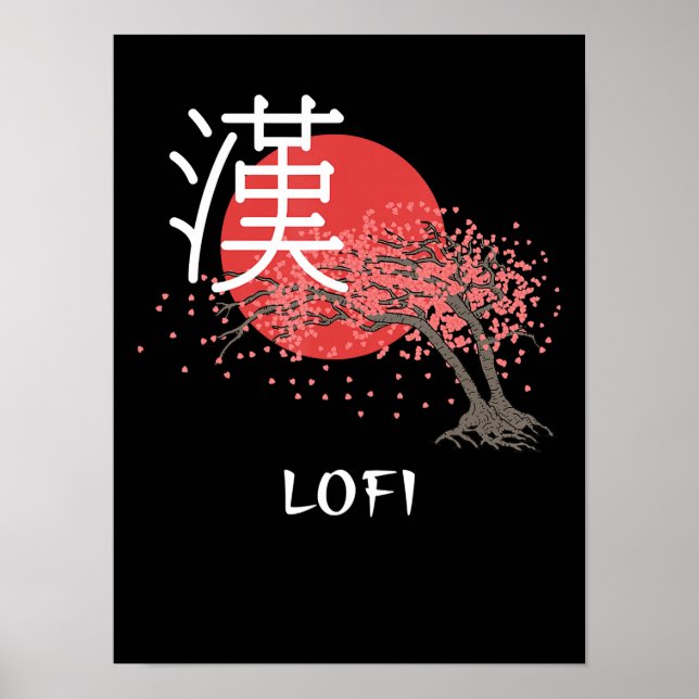 Japanese Lofi Hip Hop Kanji Cherry Blossom Lofi Poster (Front)