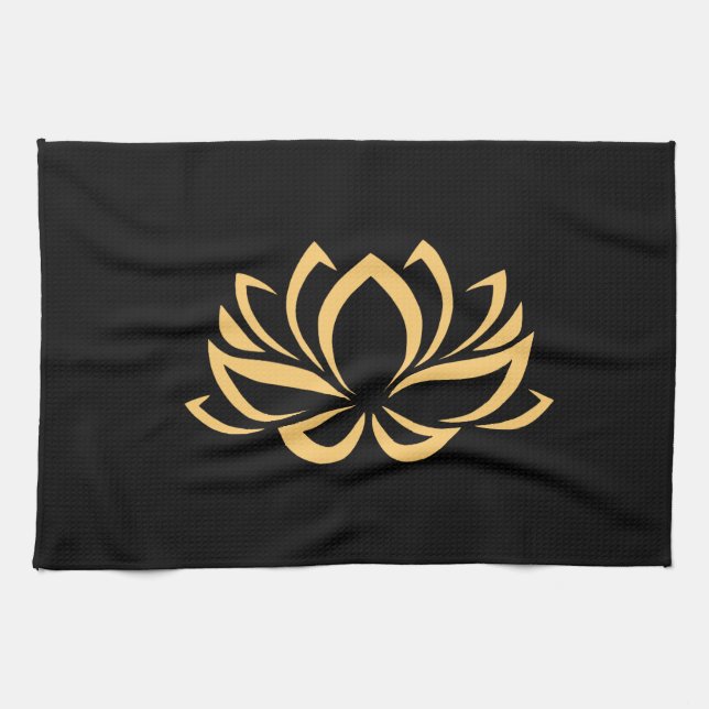 Japanese Lotus Flower Blossom Tea Towel (Horizontal)