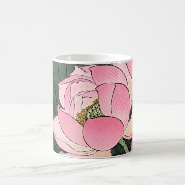 Japanese Lotus Flower - Vintage  Fine Art Mug (Center)