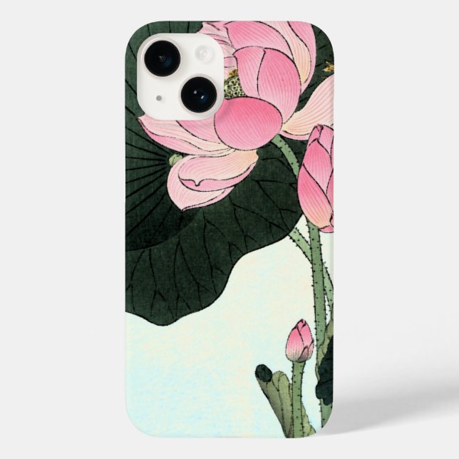 Japanese Lotus Flower  Vintage Fine Art Phone Case (Back)