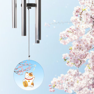 Japanese Lucky Calico Cat, Maneki Neko Wind Chime