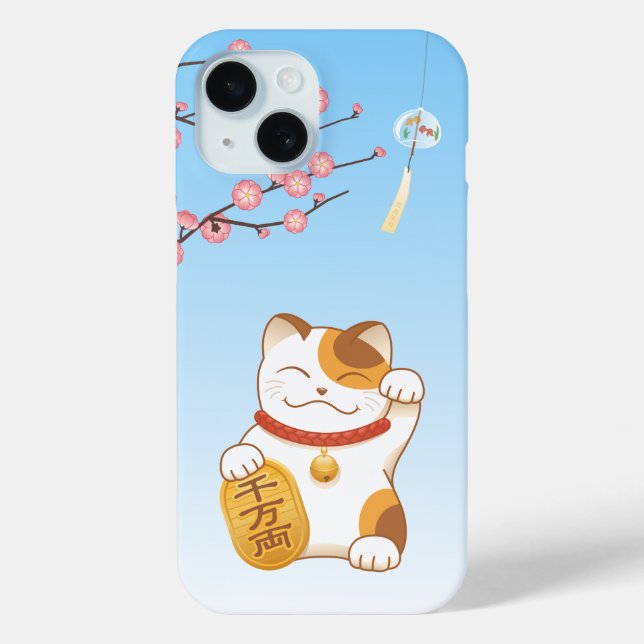 Japanese Lucky Cat, Calico Maneki Neko Case-Mate iPhone Case (Back)
