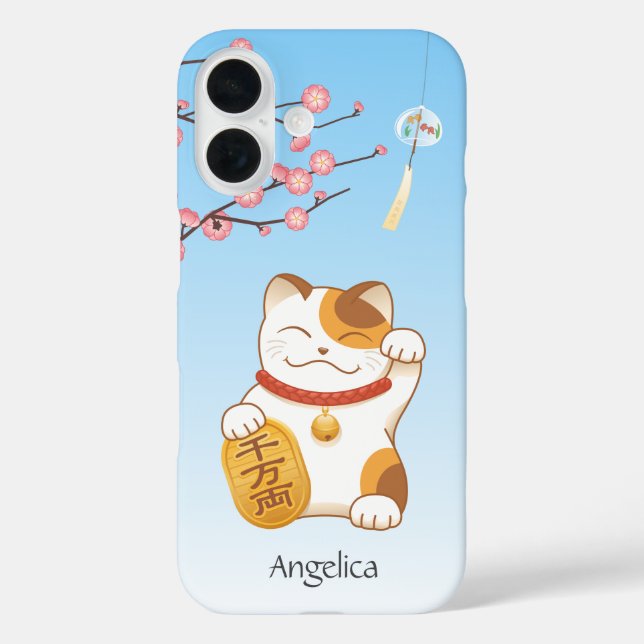 Japanese Lucky Cat, Calico Maneki Neko Case-Mate iPhone Case (Back)